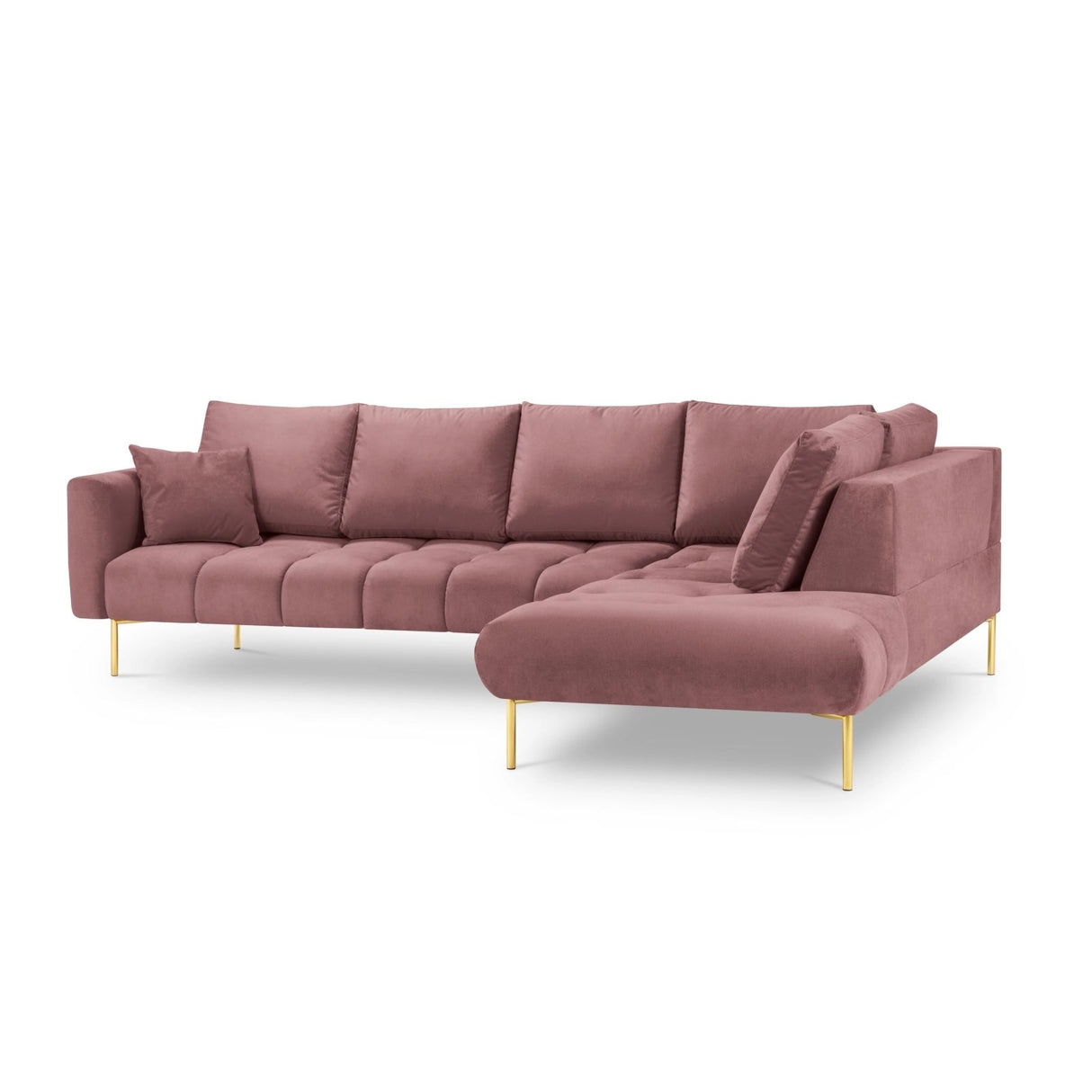 Hastings 5-Sitzer Ecksofa, Rechte Seite, aus Samt in Rosa (Fancy 63), 301x216x75 cm von Cosmopolitan Design – Bild 4