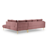 Hastings 5-Sitzer Ecksofa, Rechte Seite, aus Samt in Rosa (Fancy 63), 301x216x75 cm von Cosmopolitan Design – Bild 5