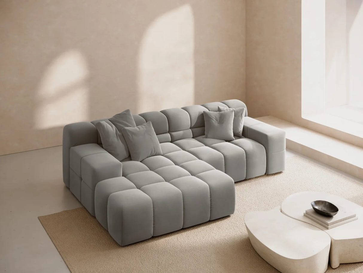 Hawaii 2-Sitzer Ecksofa, Linke Seite, aus Samt in Silber (Magic Velvet 2218), 240x160 cm von Cosmopolitan Design – Bild 2