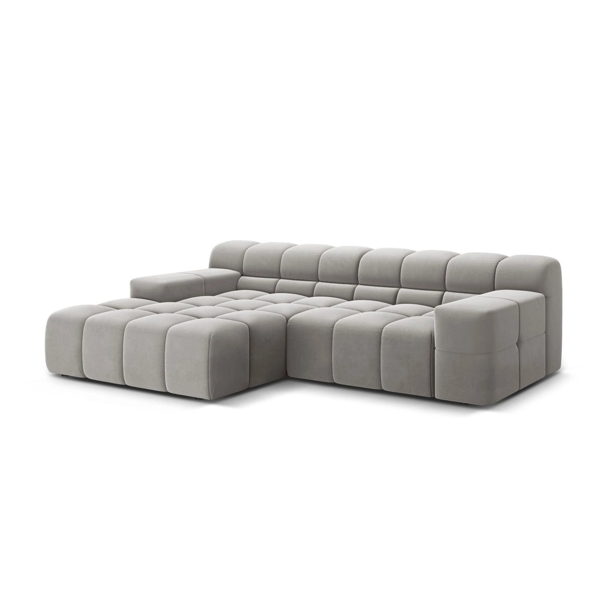 Hawaii 2-Sitzer Ecksofa, Linke Seite, aus Samt in Silber (Magic Velvet 2218), 240x160 cm von Cosmopolitan Design – Bild 4