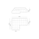 Hawaii 2-Sitzer Ecksofa, Linke Seite, aus Samt oder Strukturstoff, 240x160 cm von Cosmopolitan Design – Bild 3