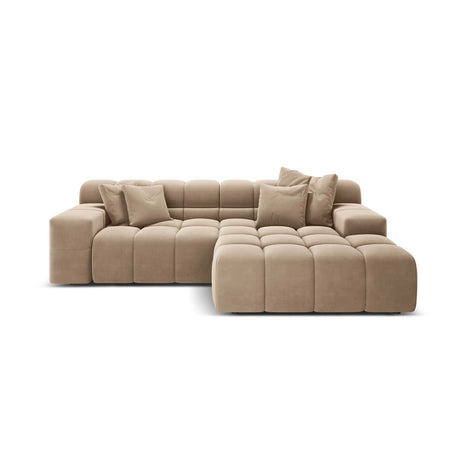 Hawaii 2-Sitzer Ecksofa, Rechte Seite, aus Samt in Cappuccino (Magic Velvet 2284), 240x160 cm von Cosmopolitan Design – Bild 1