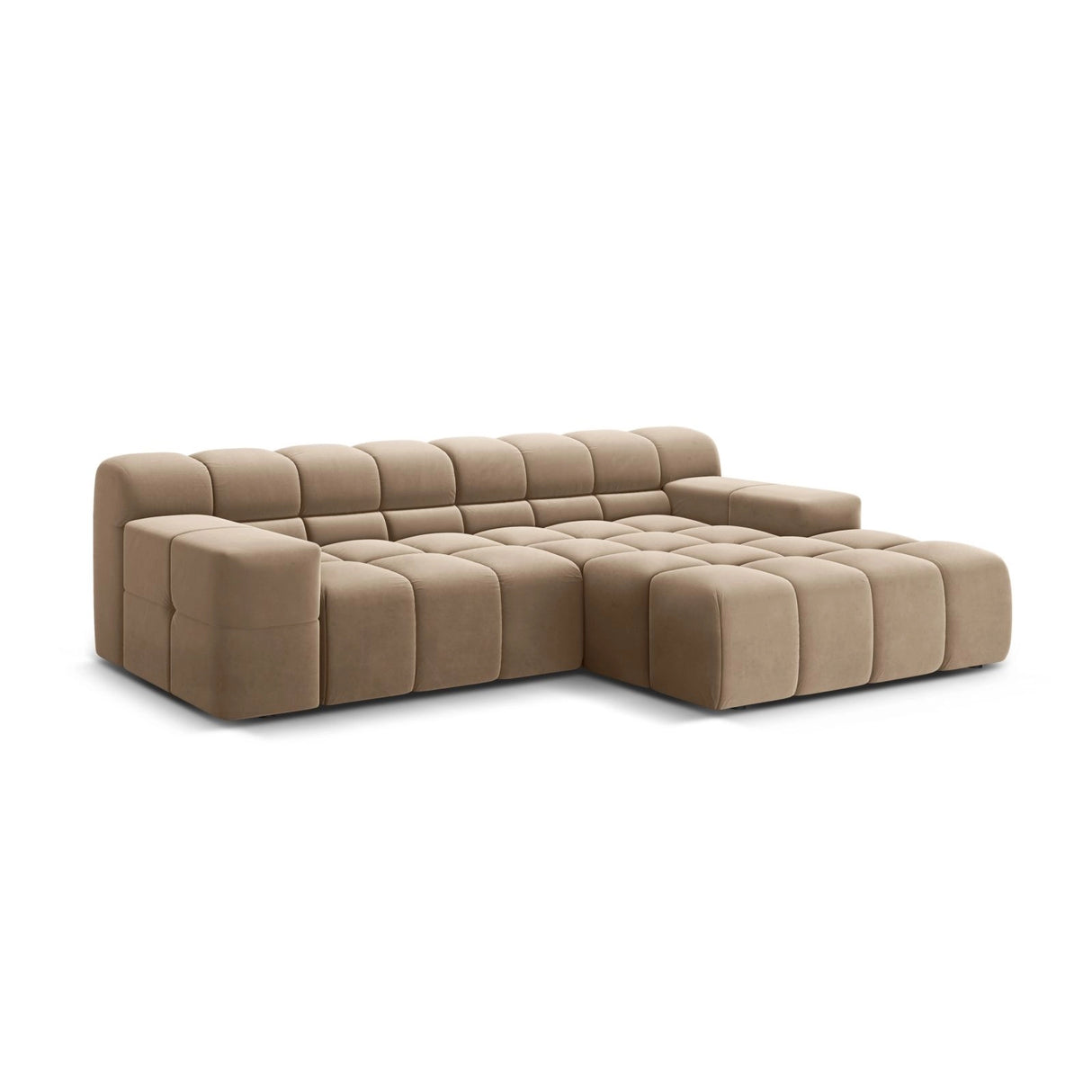 Hawaii 2-Sitzer Ecksofa, Rechte Seite, aus Samt in Cappuccino (Magic Velvet 2284), 240x160 cm von Cosmopolitan Design – Bild 4