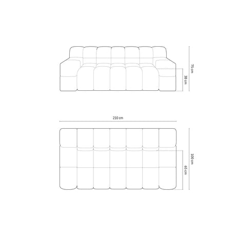 Hawaii 2-Sitzer Sofa aus Samt in Cappuccino (Magic Velvet 2284), 210x100x75 cm von Cosmopolitan Design – Bild 3