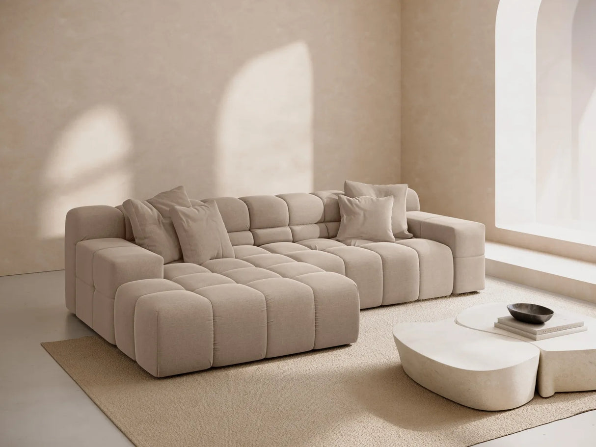 Hawaii 3-Sitzer Ecksofa, Linke Seite, aus Strukturierter Stoff in Cappuccino (Moly 11), 270x160x75 cm von Cosmopolitan Design – Bild 2