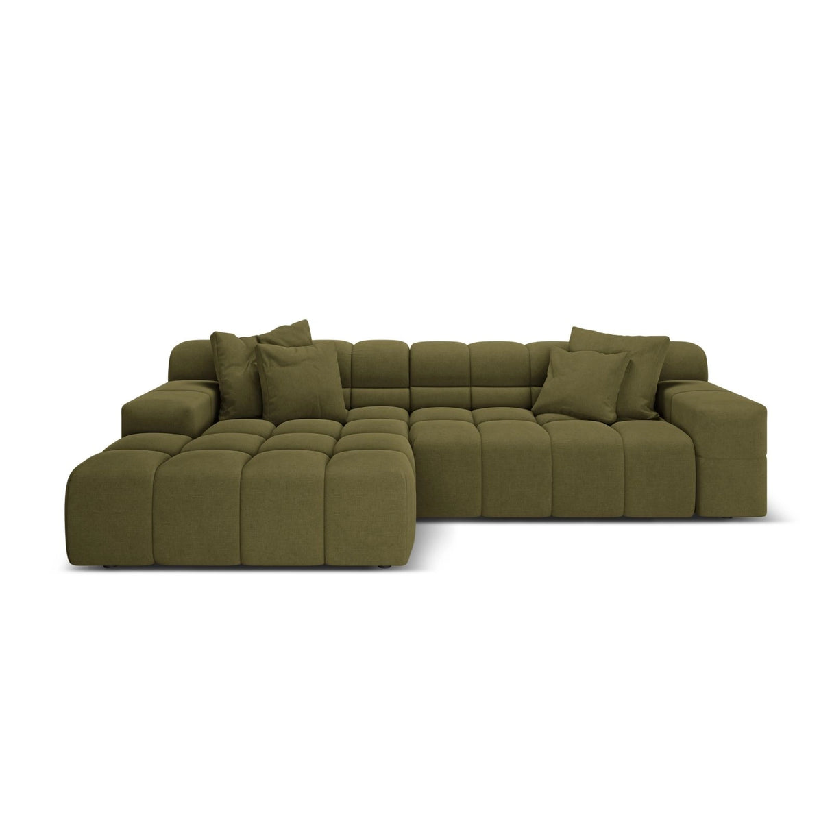 Hawaii 3-Sitzer Ecksofa, Linke Seite, aus Strukturierter Stoff in Grün (Moly 38), 270x160x75 cm von Cosmopolitan Design – Bild 1