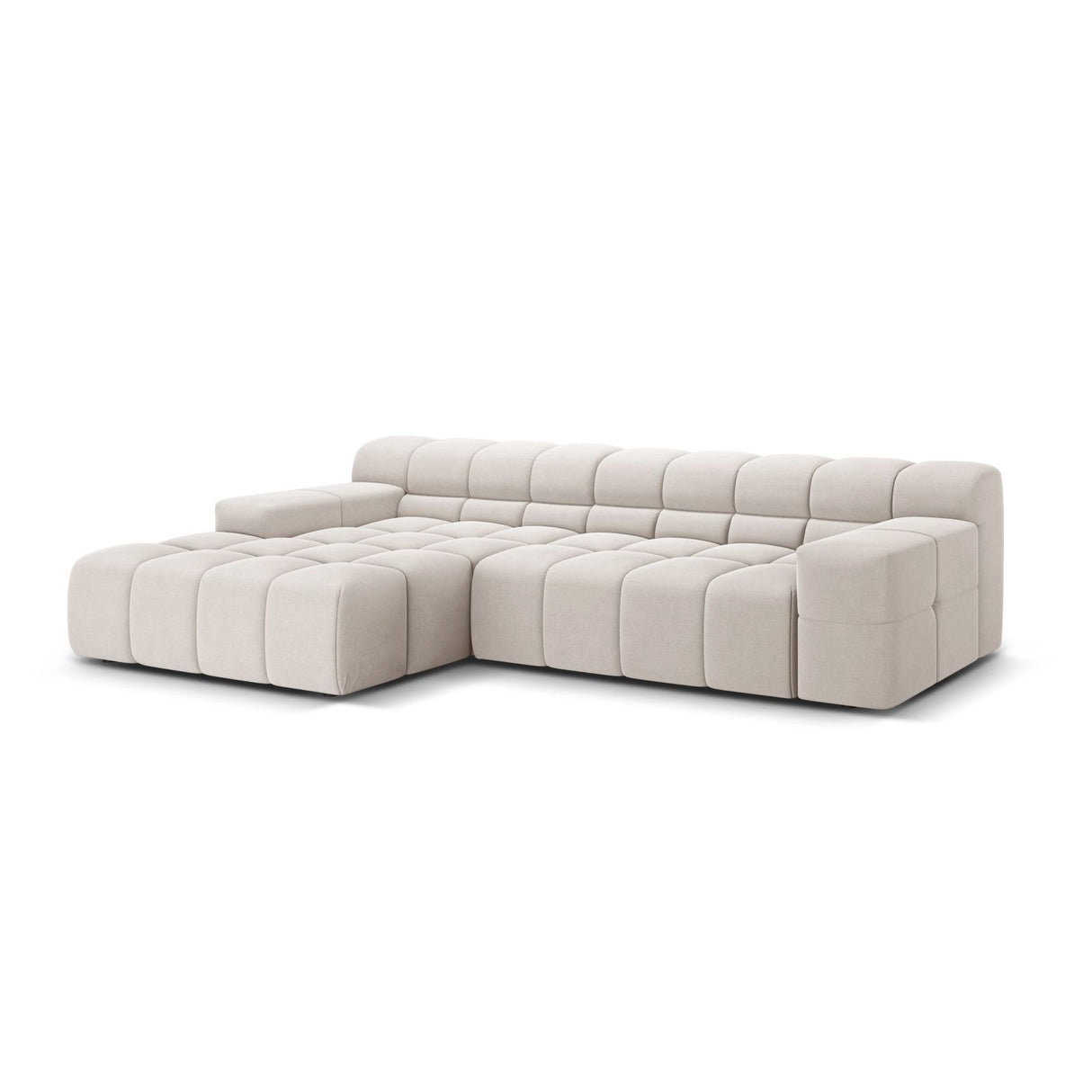 Hawaii 3-Sitzer Ecksofa, Linke Seite, aus Strukturierter Stoff in Hellbeige (Moly 02), 270x160x75 cm von Cosmopolitan Design – Bild 4