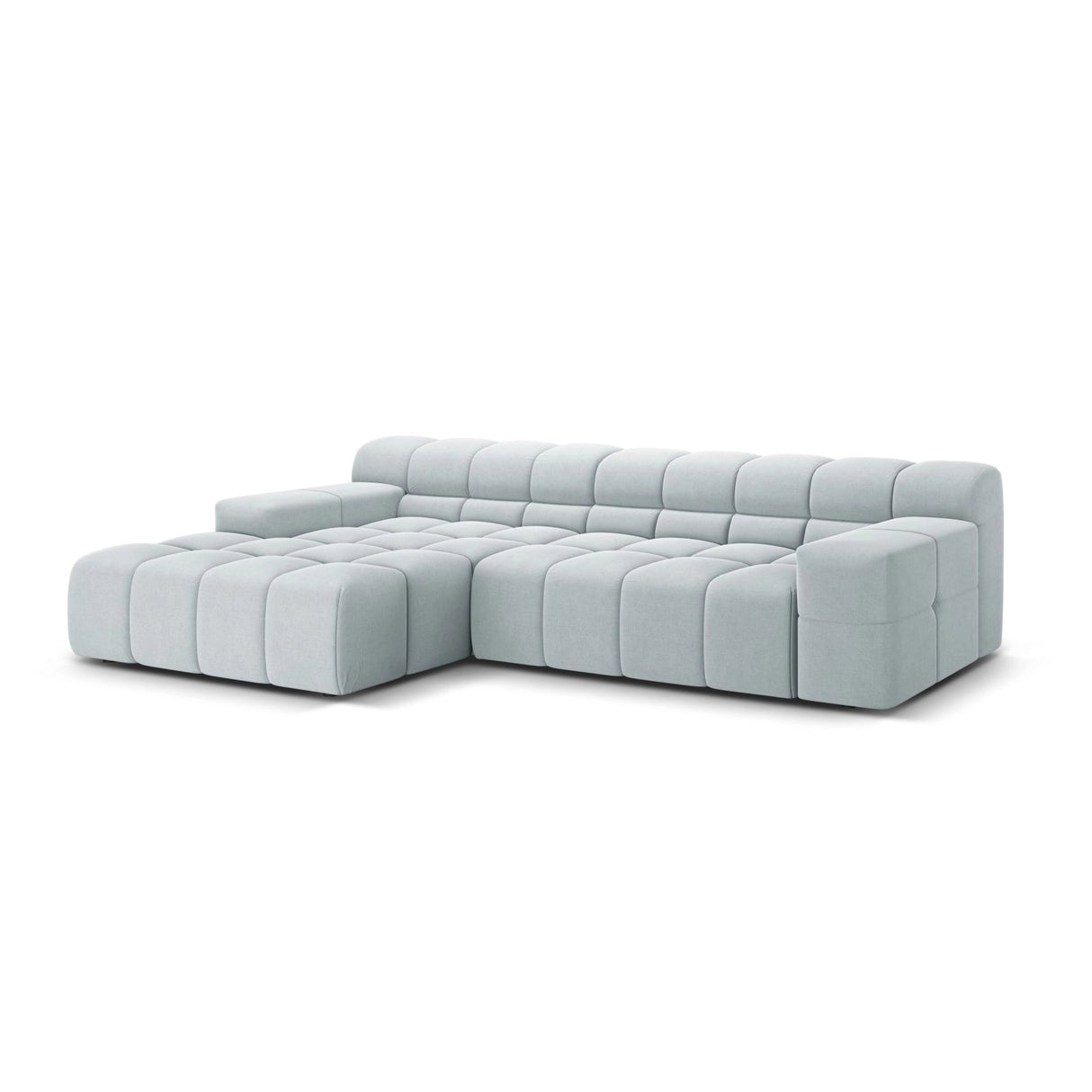 Hawaii 3-Sitzer Ecksofa, Linke Seite, aus Strukturierter Stoff in Hellgrau (Moly 70), 270x160x75 cm von Cosmopolitan Design – Bild 4