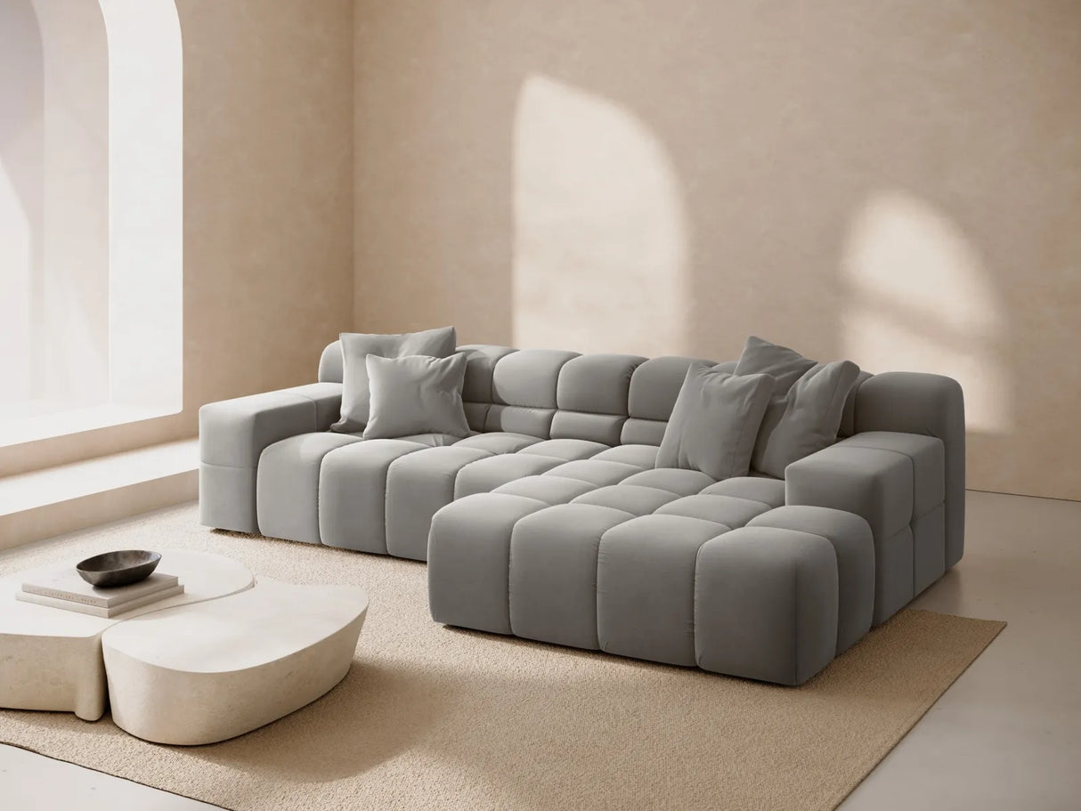 Hawaii 3-Sitzer Ecksofa, Rechte Seite, aus Samt in Silber (Magic Velvet 2218), 270x160x75 cm von Cosmopolitan Design – Bild 2
