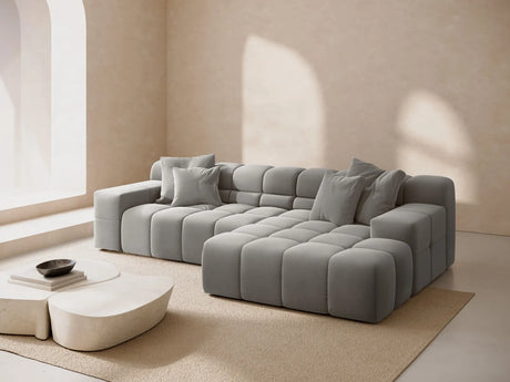 Hawaii 3-Sitzer Ecksofa, Rechte Seite, aus Samt in Silber (Magic Velvet 2218), 270x160x75 cm von Cosmopolitan Design – Bild 2