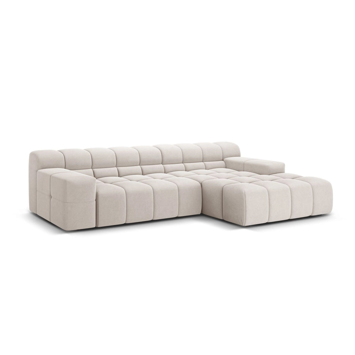 Hawaii 3-Sitzer Ecksofa, Rechte Seite, aus Strukturierter Stoff in Hellbeige (Moly 02), 270x160x75 cm von Cosmopolitan Design – Bild 4