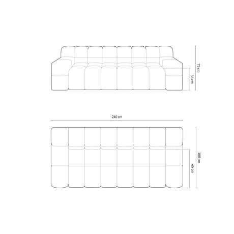 Hawaii 3-Sitzer Sofa aus Samt oder Strukturstoff, 240x100x75 cm von Cosmopolitan Design – Bild 3