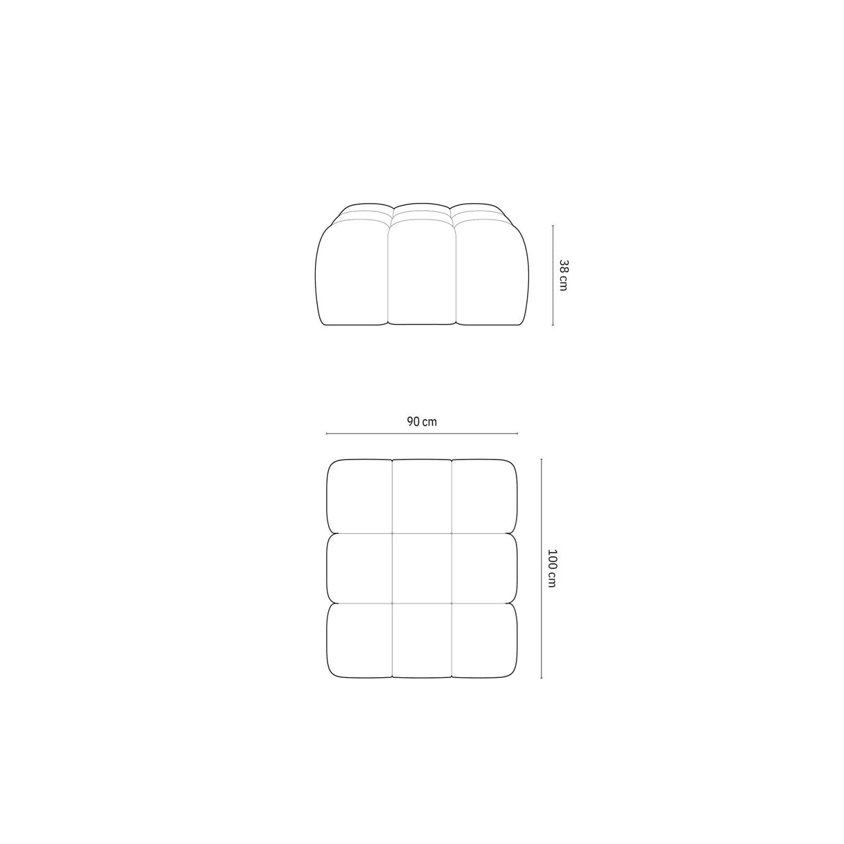 Hawaii Pouf aus Strukturierter Stoff in Anthrazit (Moly 97), 90x100x38 cm von Cosmopolitan Design – Bild 3