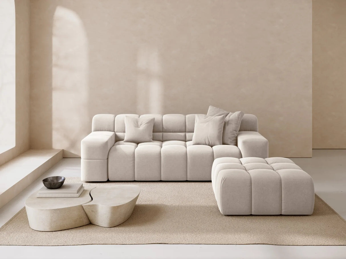 Hawaii Pouf aus Strukturierter Stoff in Hellbeige (Moly 02), 90x100x38 cm von Cosmopolitan Design – Bild 2