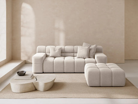 Hawaii Pouf aus Strukturierter Stoff in Hellbeige (Moly 02), 90x100x38 cm von Cosmopolitan Design – Bild 2