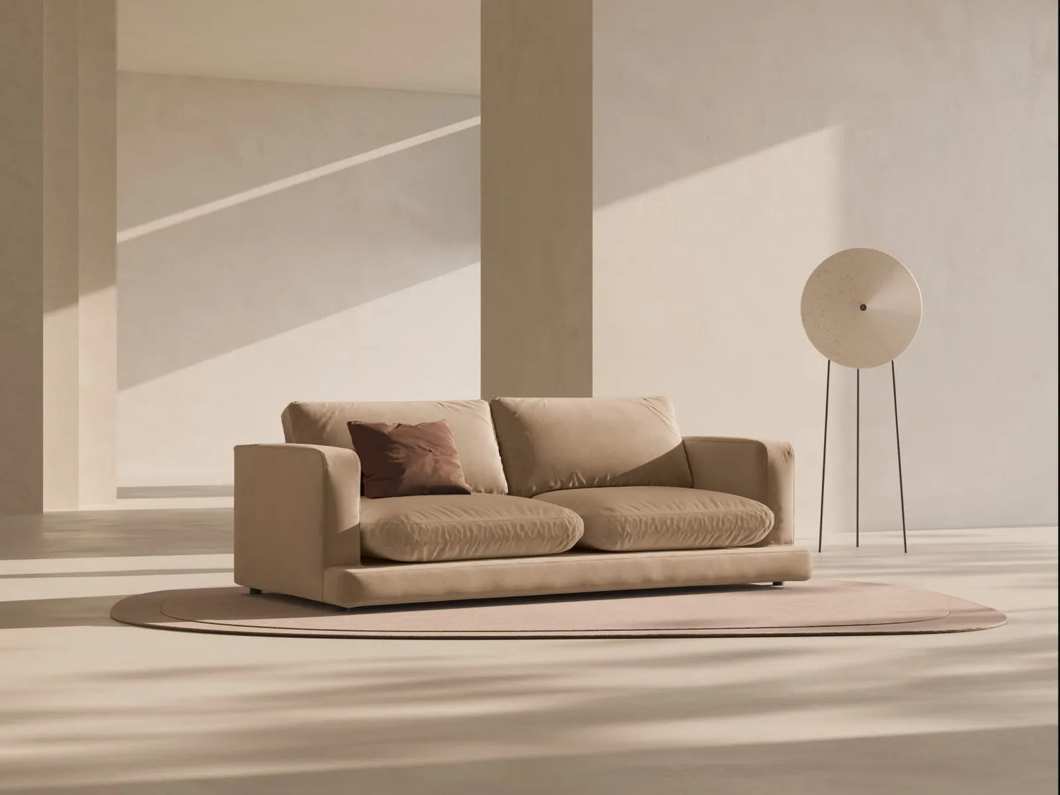 Ibiza 3-Sitzer Sofa aus Samt in Dunkelbeige (Riviera 24), 210x105x86 cm von Cosmopolitan Design – Bild 2