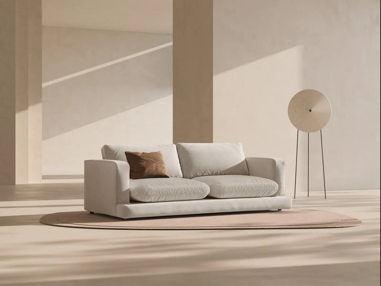 Ibiza 3-Sitzer Sofa aus Samt in Hellbeige (Riviera 21), 210x105x86 cm von Cosmopolitan Design – Bild 2