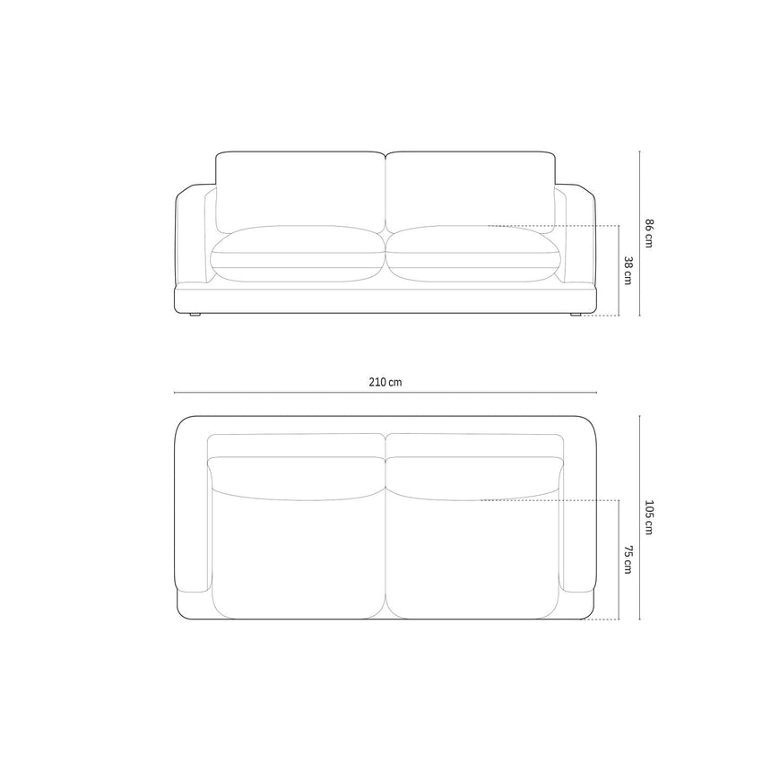 Ibiza 3-Sitzer Sofa aus Samt in Hellgrau (Riviera 91), 210x105x86 cm von Cosmopolitan Design – Bild 3