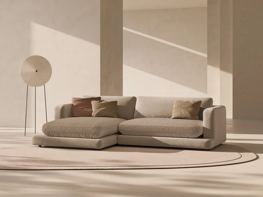 Ibiza 4-Sitzer Ecksofa, Linke Seite, aus Samt in Dunkelbeige (Riviera 24), 270x170x86 cm von Cosmopolitan Design – Bild 2