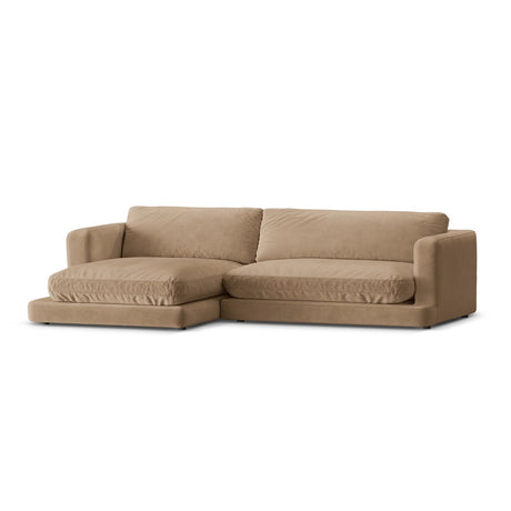 Ibiza 4-Sitzer Ecksofa, Linke Seite, aus Samt in Dunkelbeige (Riviera 24), 270x170x86 cm von Cosmopolitan Design – Bild 4