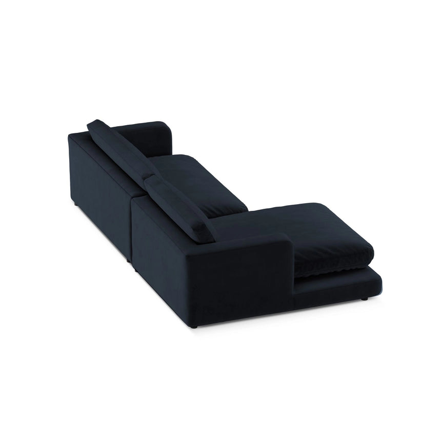 Ibiza 4-Sitzer Ecksofa, Linke Seite, aus Samt in Dunkelblau (Riviera 79), 270x170x86 cm von Cosmopolitan Design – Bild 5