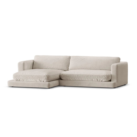 Ibiza 4-Sitzer Ecksofa, Linke Seite, aus Samt in Hellbeige (Riviera 21), 270x170x86 cm von Cosmopolitan Design – Bild 4