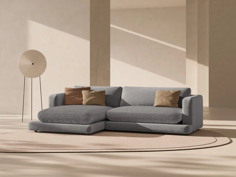 Ibiza 4-Sitzer Ecksofa, Linke Seite, aus Samt in Hellgrau (Riviera 91), 270x170x86 cm von Cosmopolitan Design – Bild 2
