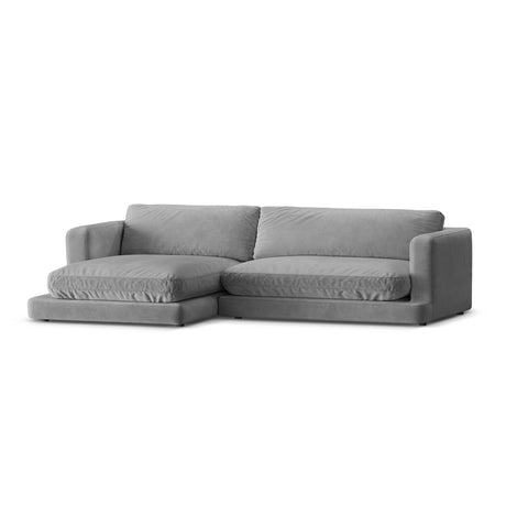 Ibiza 4-Sitzer Ecksofa, Linke Seite, aus Samt in Hellgrau (Riviera 91), 270x170x86 cm von Cosmopolitan Design – Bild 4