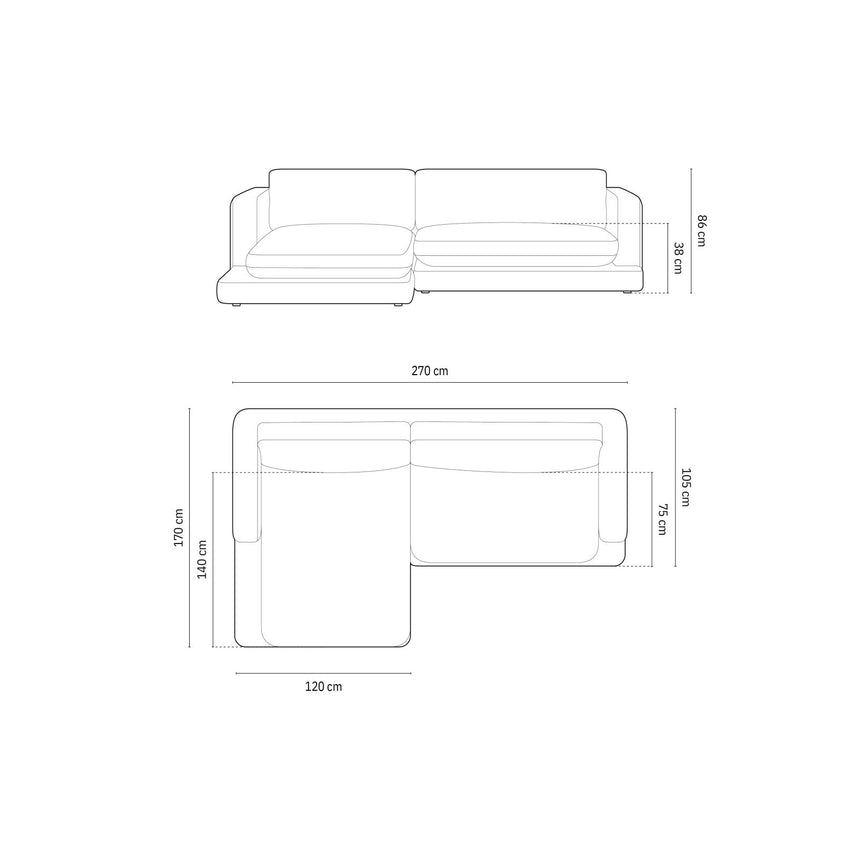Ibiza 4-Sitzer Ecksofa, Linke Seite, aus Samt in Schwarz (Riviera 100), 270x170x86 cm von Cosmopolitan Design – Bild 3