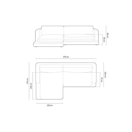 Ibiza 4-Sitzer Ecksofa, Linke Seite, aus Strukturierter Stoff in Warmes Grau (Wind 82), 270x170x86 cm von Cosmopolitan Design – Bild 3