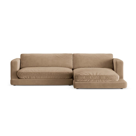 Ibiza 4-Sitzer Ecksofa, Rechte Seite, aus Samt in Dunkelbeige (Riviera 24), 270x170x86 cm von Cosmopolitan Design – Bild 1