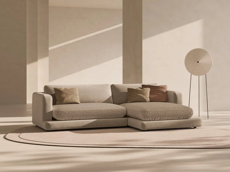 Ibiza 4-Sitzer Ecksofa, Rechte Seite, aus Samt in Dunkelbeige (Riviera 24), 270x170x86 cm von Cosmopolitan Design – Bild 2