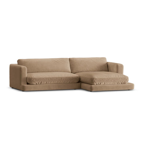 Ibiza 4-Sitzer Ecksofa, Rechte Seite, aus Samt in Dunkelbeige (Riviera 24), 270x170x86 cm von Cosmopolitan Design – Bild 4
