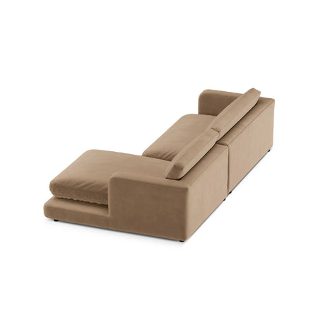 Ibiza 4-Sitzer Ecksofa, Rechte Seite, aus Samt in Dunkelbeige (Riviera 24), 270x170x86 cm von Cosmopolitan Design – Bild 5