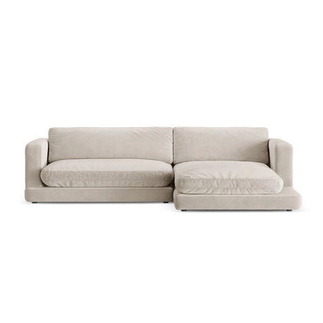 Ibiza 4-Sitzer Ecksofa, Rechte Seite, aus Samt in Hellbeige (Riviera 21), 270x170x86 cm von Cosmopolitan Design – Bild 1