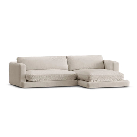Ibiza 4-Sitzer Ecksofa, Rechte Seite, aus Samt in Hellbeige (Riviera 21), 270x170x86 cm von Cosmopolitan Design – Bild 4