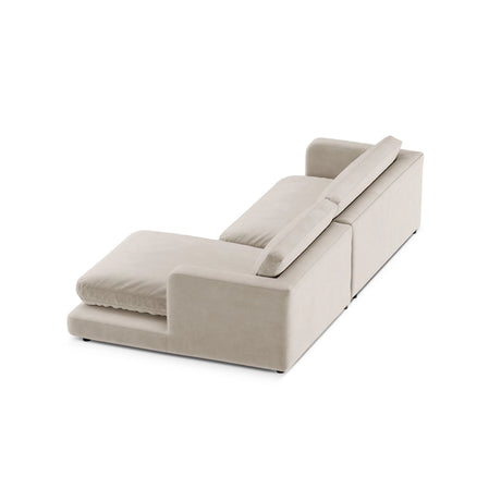 Ibiza 4-Sitzer Ecksofa, Rechte Seite, aus Samt in Hellbeige (Riviera 21), 270x170x86 cm von Cosmopolitan Design – Bild 5