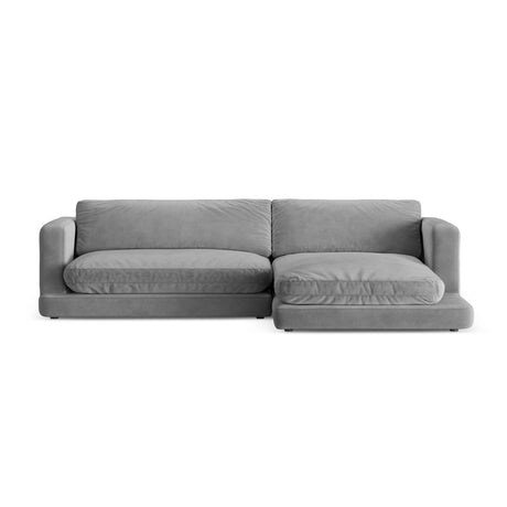 Ibiza 4-Sitzer Ecksofa, Rechte Seite, aus Samt in Hellgrau (Riviera 91), 270x170x86 cm von Cosmopolitan Design – Bild 1