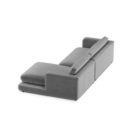 Ibiza 4-Sitzer Ecksofa, Rechte Seite, aus Samt in Hellgrau (Riviera 91), 270x170x86 cm von Cosmopolitan Design – Bild 5