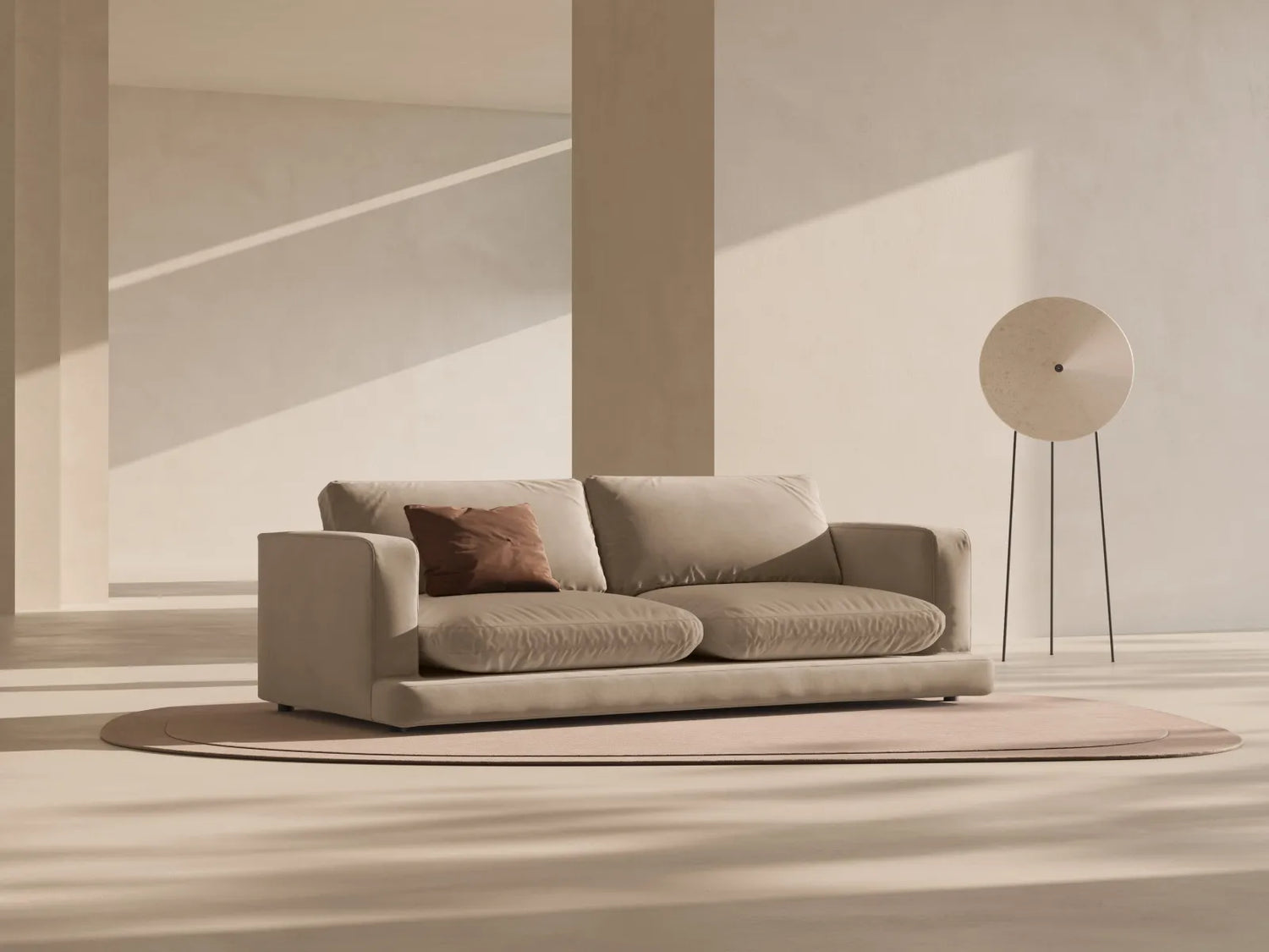 Ibiza 4-Sitzer Sofa aus Samt in Dunkelbeige (Riviera 24), 240x105x86 cm von Cosmopolitan Design – Bild 2