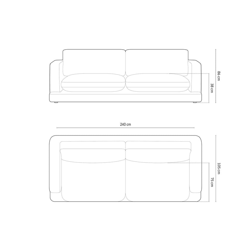 Ibiza 4-Sitzer Sofa aus Samt in Schwarz (Riviera 100), 240x105x86 cm von Cosmopolitan Design – Bild 3