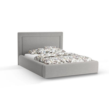 Kemer Bett mit Kopfteil und Stauraum aus Boucle in Dunkles olivgrün (Baloo 2090), 140x200 cm von Cosmopolitan Design – Bild 1