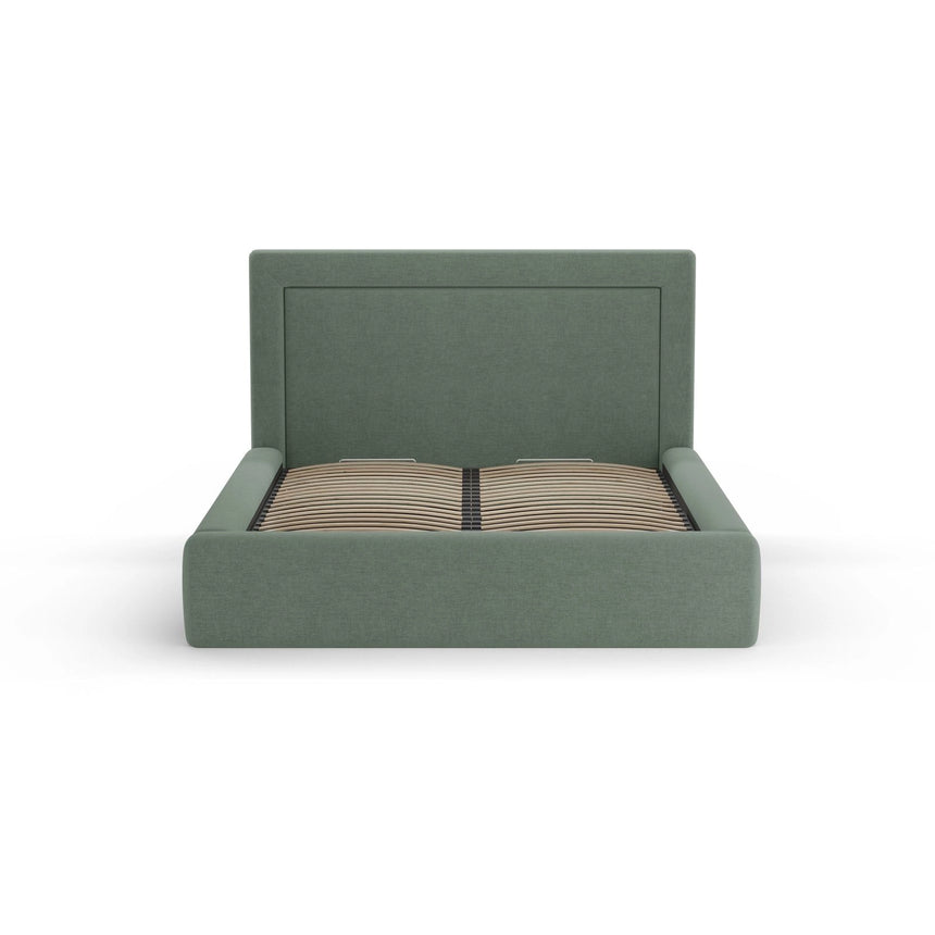 Kemer Bett mit Kopfteil und Stauraum aus Boucle in Hellgrau (Baloo 2085), 200x200 cm von Cosmopolitan Design – Bild 3