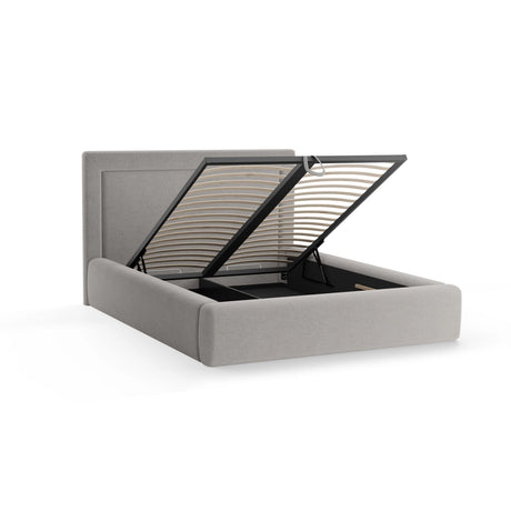 Kemer Bett mit Kopfteil und Stauraum aus Strukturierter Stoff in Grau (Wind 90), 140x200 cm von Cosmopolitan Design – Bild 5