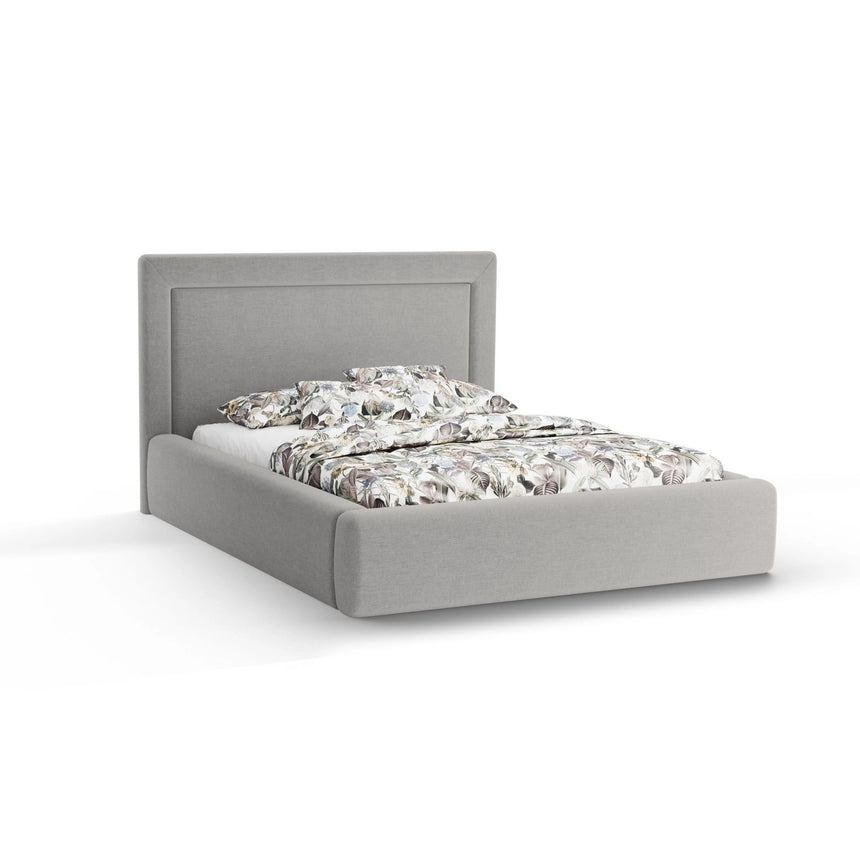 Kemer Bett mit Kopfteil und Stauraum aus Strukturierter Stoff in Grau (Wind 90), 180x200 cm von Cosmopolitan Design – Bild 1