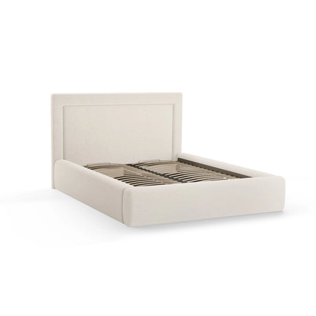 Kemer Bett mit Kopfteil und Stauraum aus Strukturierter Stoff in Leichtes Beige (Wind 05), 180x200 cm von Cosmopolitan Design – Bild 4