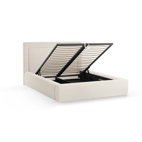 Kemer Bett mit Kopfteil und Stauraum aus Strukturierter Stoff in Leichtes Beige (Wind 05), 200x200 cm von Cosmopolitan Design – Bild 5