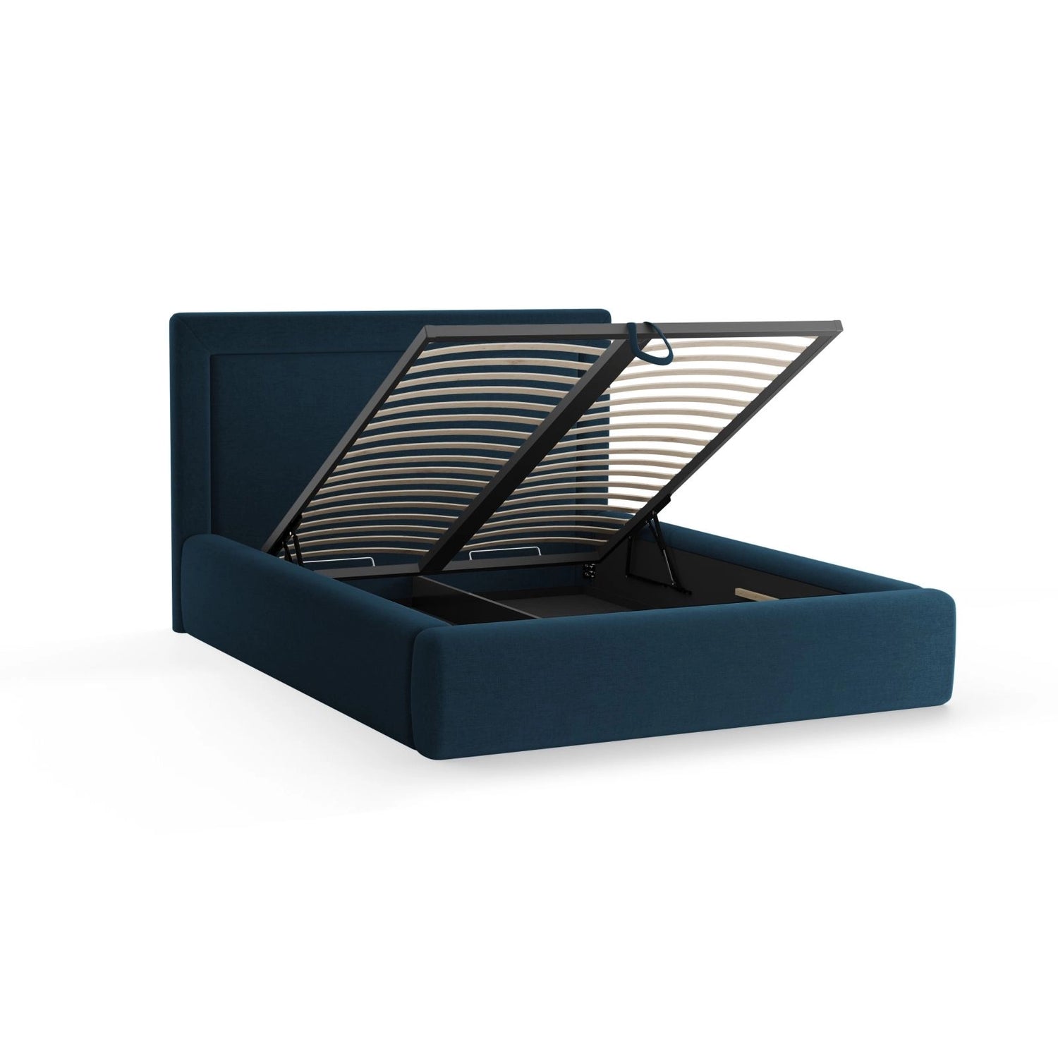 Kemer Bett mit Kopfteil und Stauraum aus Strukturierter Stoff in Marineblau (Wind 77), 160x200 cm von Cosmopolitan Design – Bild 5