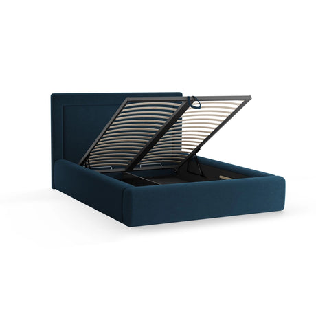 Kemer Bett mit Kopfteil und Stauraum aus Strukturierter Stoff in Marineblau (Wind 77), 180x200 cm von Cosmopolitan Design – Bild 5