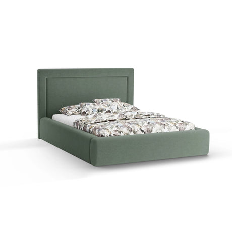 Kemer Bett mit Kopfteil und Stauraum aus Strukturierter Stoff in Moosgrün (Wind 75), 180x200 cm von Cosmopolitan Design – Bild 1
